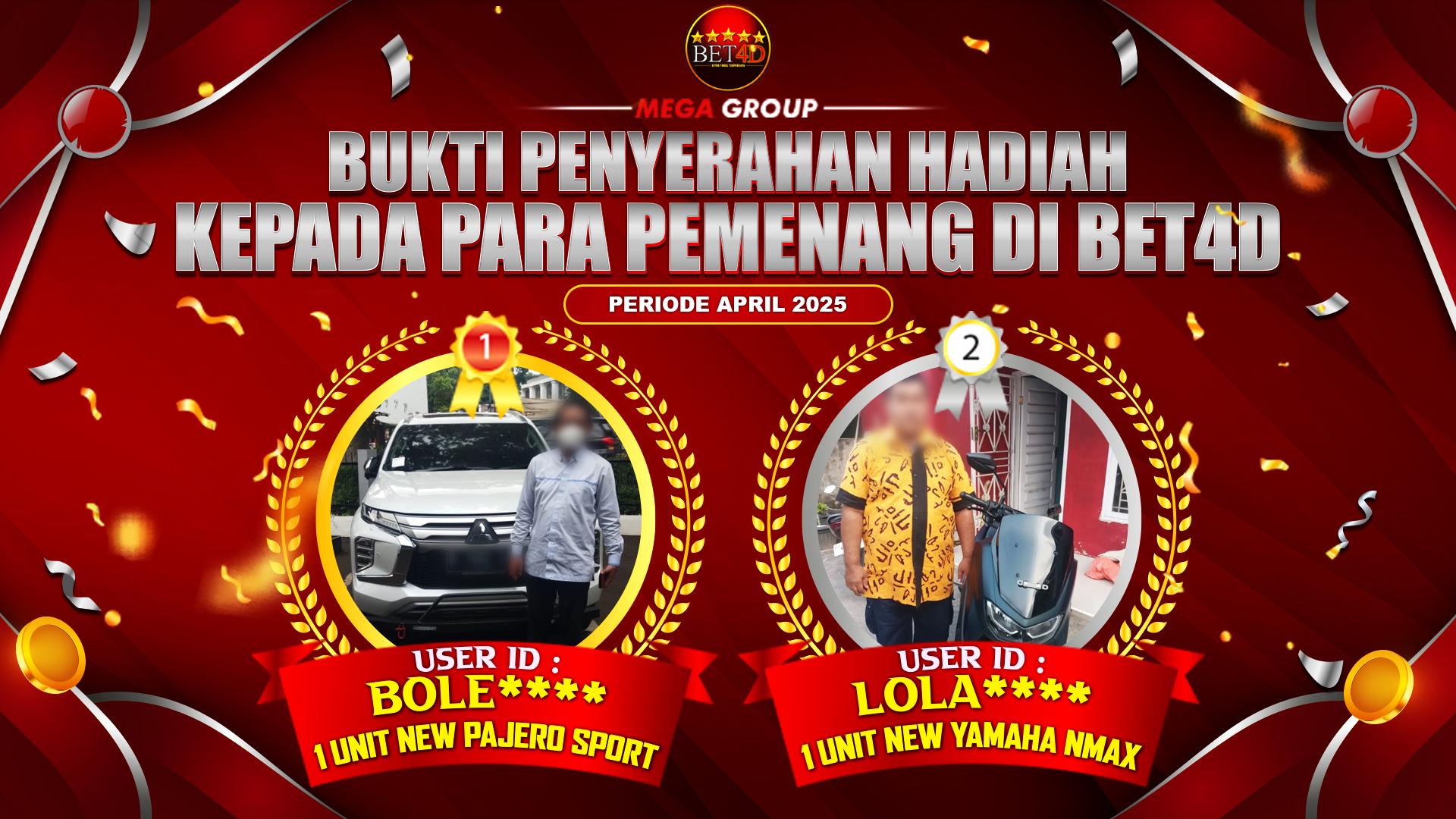 Selamat Kepada Member Setia BET4D Sudah Memenangkan Satu Unit Mobil Pajero Sport