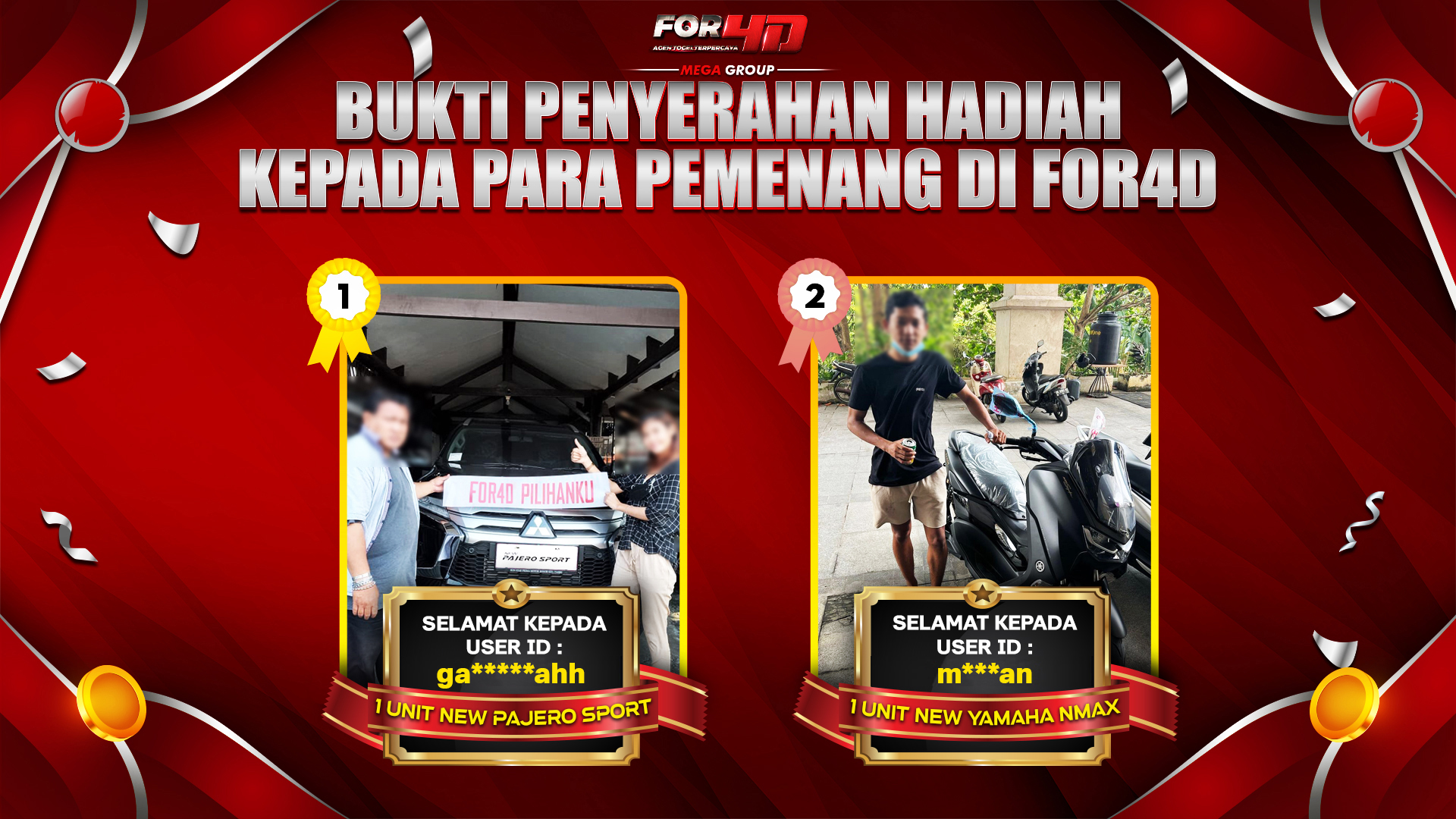 Selamat Kepada Member Setia FOR4D Sudah Memenangkan Satu Unit Mobil Pajero Sport